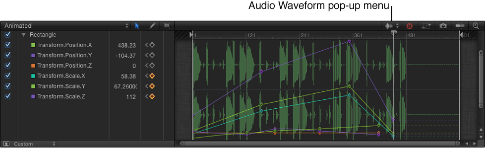 Audio Wavefrom pop-up menu in Keyframe Editor