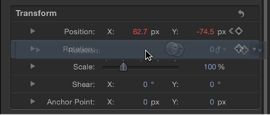 Parameter being selected in Inspector