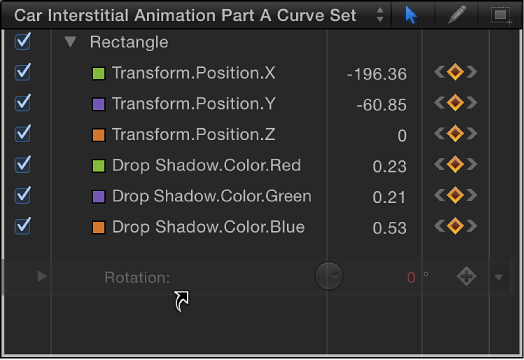 Parameter being dragged from Inspector to parameter list in Keyframe Editor