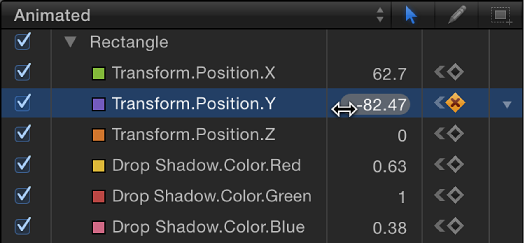 Keyframe Editor showing parameter value slider