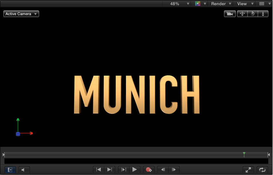 Figure. Canvas showing 3D text with lighting style applied.