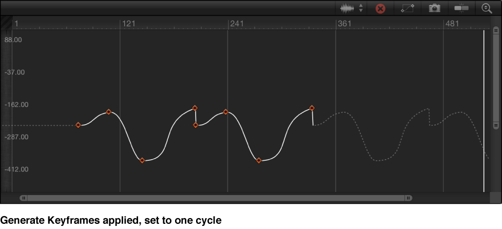 Keyframe Editor showing extrapolated path being converted into keyframes