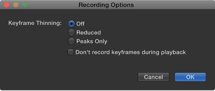 Recording Options dialog