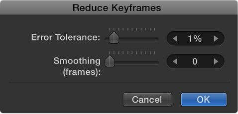 Reduce Keyframes dialog