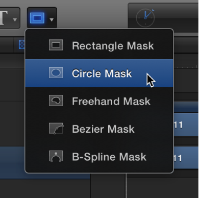 Selecting the Circle Mask tool from the mask shape tools pop-up menu
