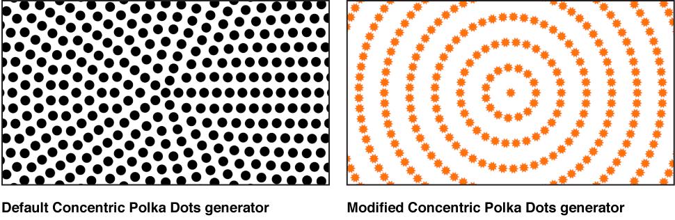 Canvas showing Concentric Polka Dots generator with a variety of settings