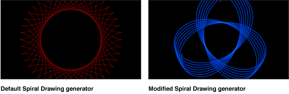 Canvas showing Spiral Drawing generator with a variety of settings