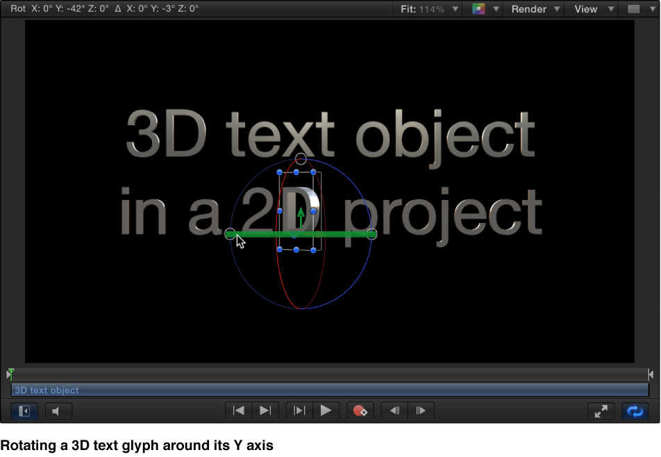 Rotating a 3D text glyph along the X axis in the Canvas