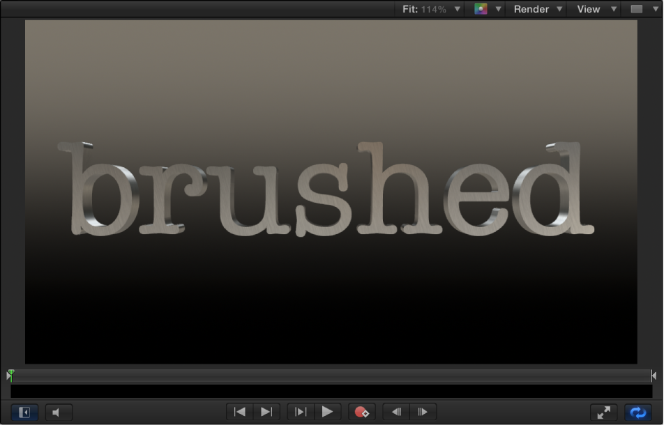 3D text object in Canvas with Brushed Metal material and Above lighting style applied