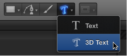 Selecting the 3D text tool from the toolbar