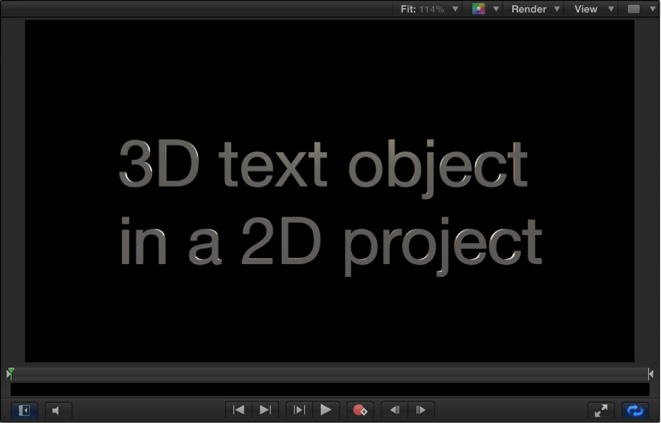 Canvas showing example of 3D text in a 2D project
