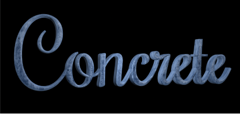 3D text in the Canvas with Colored Concrete substance applied