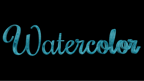 3D text in the Canvas with an applied Watercolor paint layer