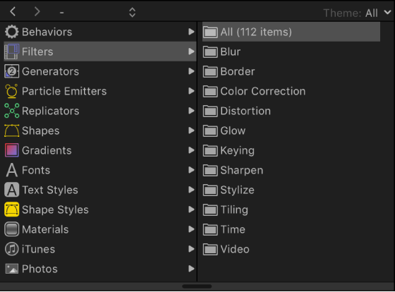 Filter categories in the Library
