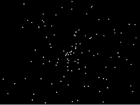 Canvas showing particle system with Show Particle As set to Points