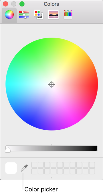 Color picker in macOS Colors window