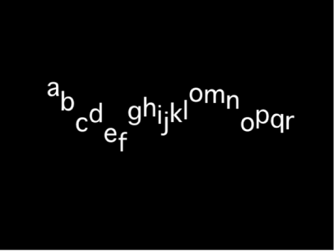 Canvas showing text sequence with Y position offset using a high variance value.
