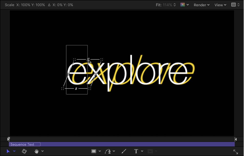 Canvas showing text glow sheared