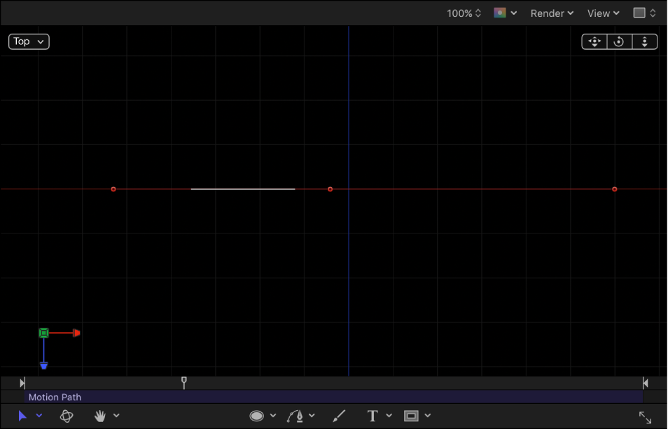 Canvas showing 2D motion path viewed in a 3D project