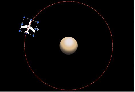 Canvas showing animation path created by Orbit Around behavior