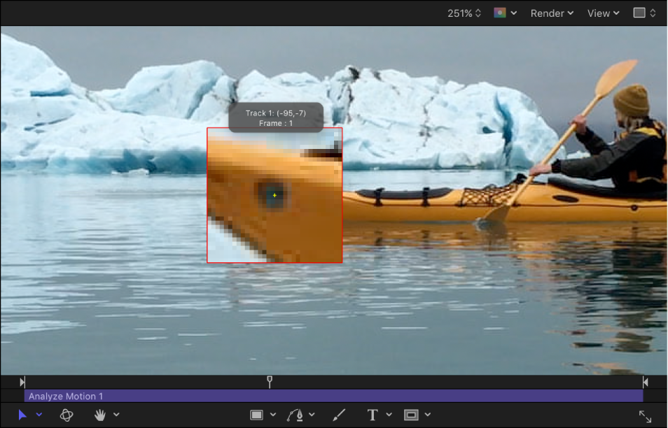 Canvas showing magnified area that appears when dragging track point