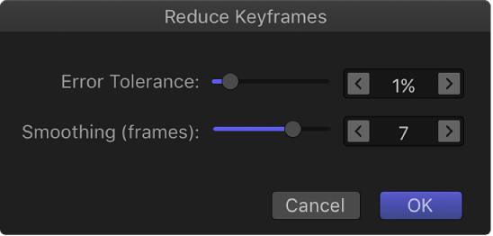 Reduce Keyframes dialog