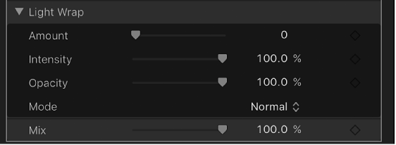 Light Wrap controls in the Keyer filter