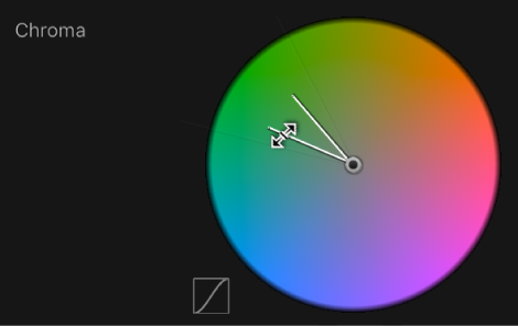 Dragging the inner border of the Chroma control to adjust Tolerance