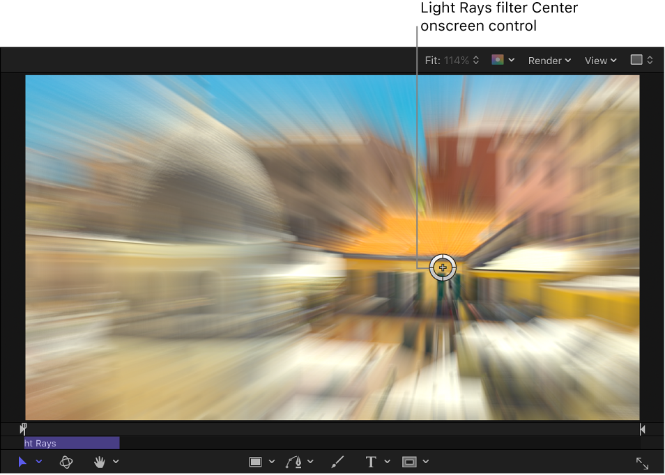 Light Rays filter Center onscreen control