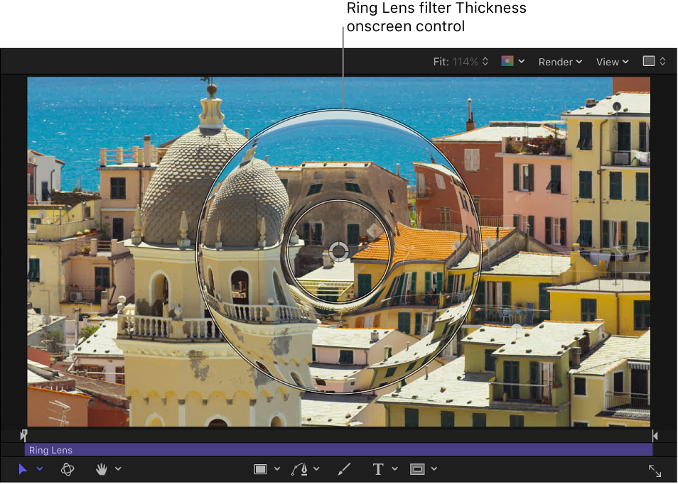 Ring Lens filter Thickness onscreen control