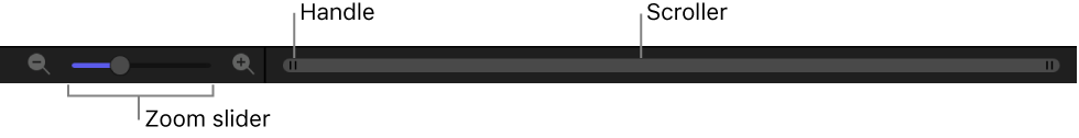 Zoom slider and scroller in the Timeline