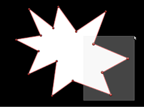 Canvas showing drag-selection of several shape control points