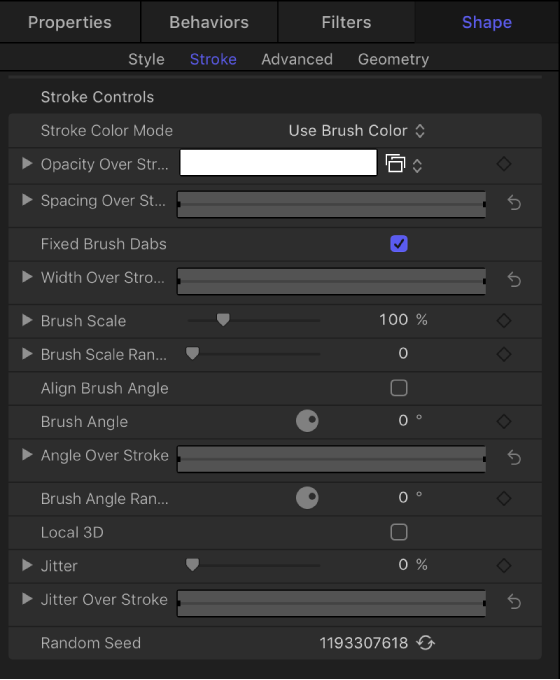Shape tab showing Stroke pane