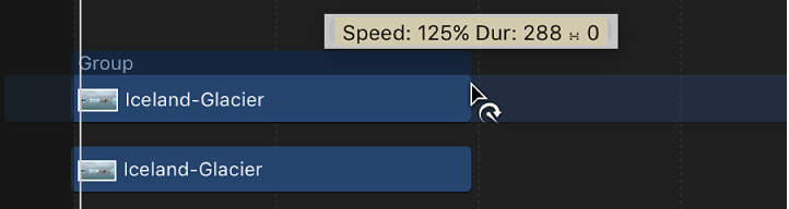 Retime pointer in the Timeline