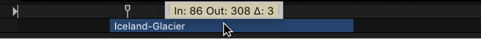 Mini-Timeline showing tooltip specifying In and Out points and change from previous position