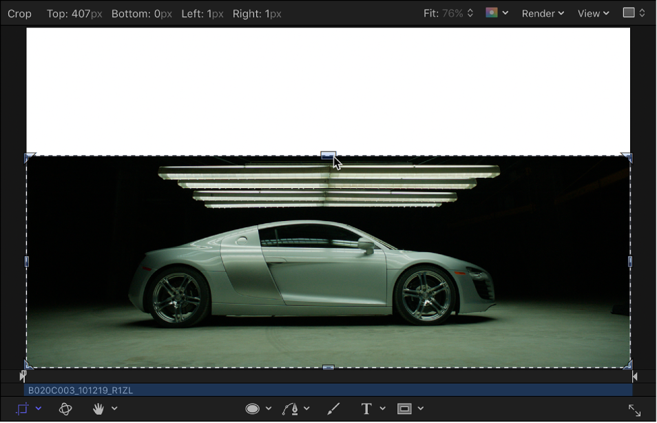 Canvas showing an object being cropped