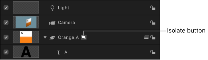 Layers list showing Isolate button