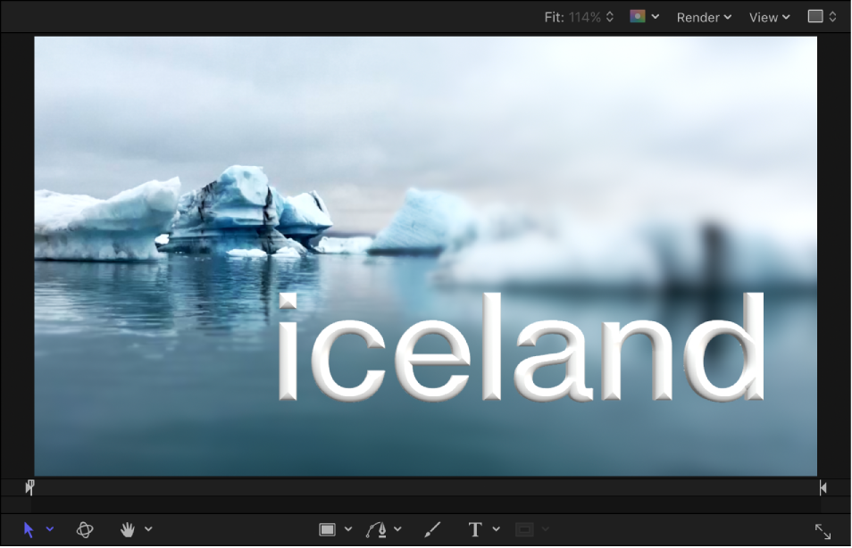 Canvas showing newly created 3D text.