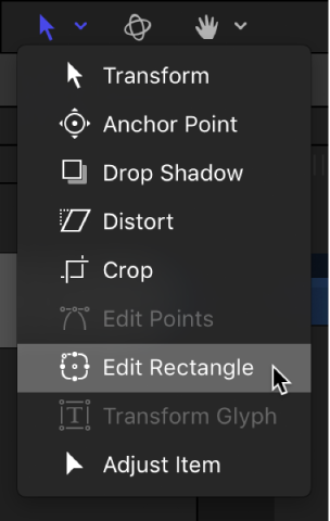 Selecting the Edit Rectangle tool from the transform tools in the canvas toolbar