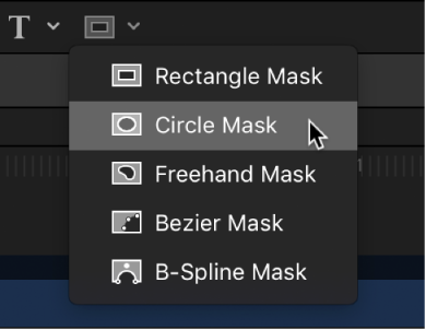 Selecting the Circle Mask tool from the mask shape tools in the canvas toolbar