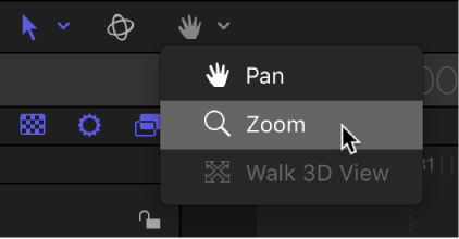 Selecting the Zoom tool from the view tools pop-up menu