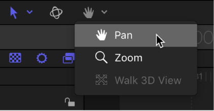 Selecting Pan from the View Tools pop-up menu
