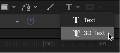 Choosing the 3D text tool from the canvas toolbar