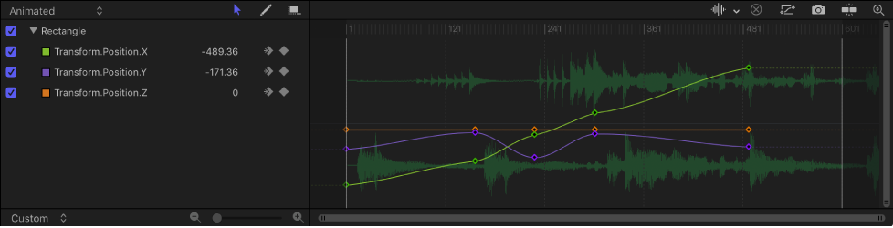 Audio waveform in the Keyframe Editor