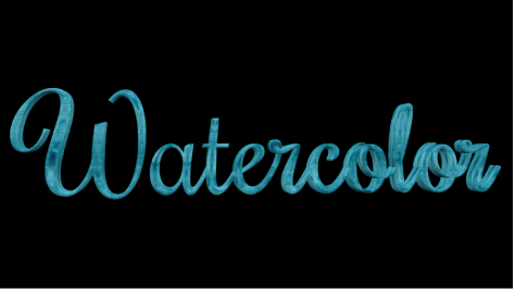 3D text in the canvas with an applied Watercolor paint layer