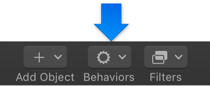 Behaviors pop-up menu in the toolbar