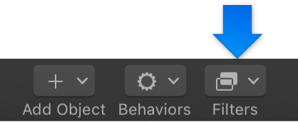 Filters pop-up menu in toolbar