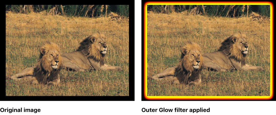 Canvas showing effect of Outer Glow filter