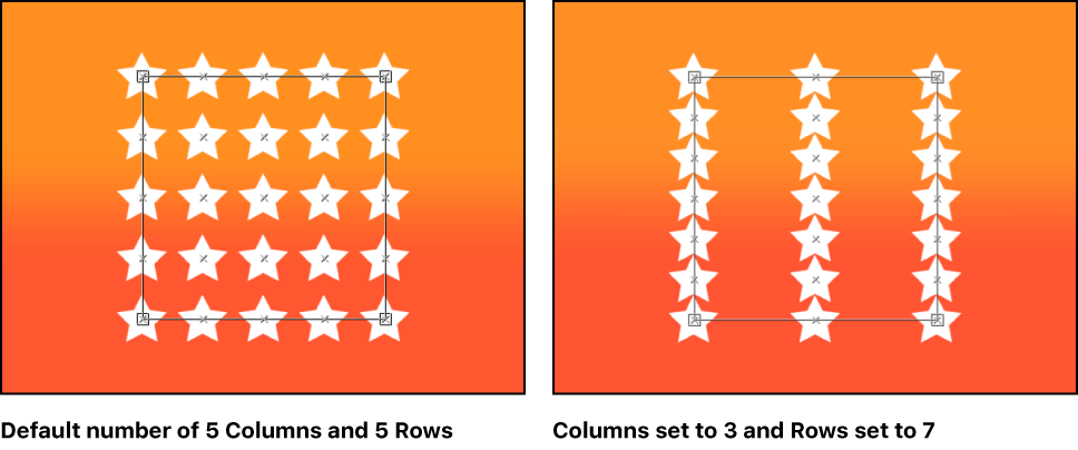 Canvas comparing replicators with different quantities of rows and columns