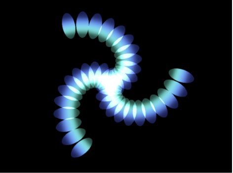 Canvas showing replicator set to Spiral shape